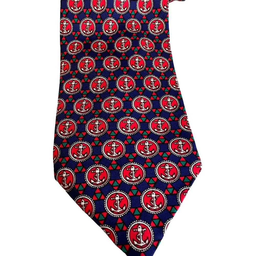 Vintage Robert Talbott Silk Tie Vibrant Nautical Anchor Print